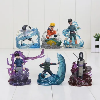 6Pcs/set 7cm Uzumaki Naruto Figura Orochimaru Rock Lee, Neji Sasuke Gaara Shikamaru Kakashi figurina Jucarie