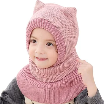 Doit 2 la 6 Y pălărie de Iarnă pentru copii, căciuli băieți Beanie Copil tricot pălării de blană Proteja față, pe gât, protecție împotriva vântului copil fete Earflap Capace