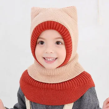 Doit 2 la 6 Y pălărie de Iarnă pentru copii, căciuli băieți Beanie Copil tricot pălării de blană Proteja față, pe gât, protecție împotriva vântului copil fete Earflap Capace