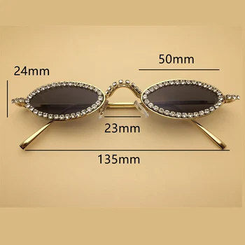 Stras Mic Oval ochelari de Soare Brand de Moda pentru Femei Vintage Retro Nuante Pentru Femei Drăguț Sexy Înguste ochelari de Soare Negru oculos