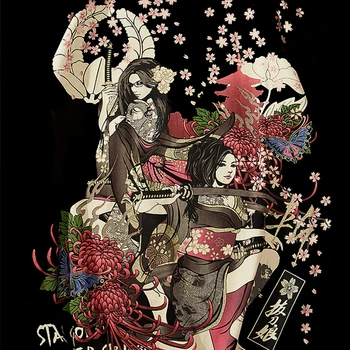 Aolamegs Barbati Tricou samurai Japonez Floare de Imprimare T-shirt Harajuku Casual Tricou Vrac Cuplu Maneci Scurte Streetwear Vara