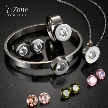 UZone Interschimbabile 4 Culori Austria Cristal Bijuterii Set de Bijuterii de Cristal CZ Oțel Inoxidabil Colier Cercei Pentru Femei Cadouri