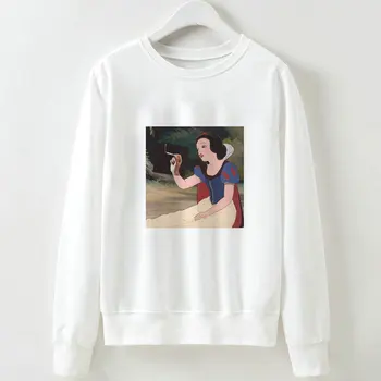Moda de Craciun de Imprimare Redus de Guler Maneca Lunga Femei Sweatershirts În Toamna și Iarna albă ca zăpada Ilustrare Pulovere