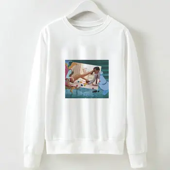 Moda de Craciun de Imprimare Redus de Guler Maneca Lunga Femei Sweatershirts În Toamna și Iarna albă ca zăpada Ilustrare Pulovere