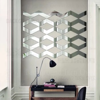 10Sets Oglindă de Perete Autocolante Decorare Camera Dormitor Decor Casa Autocolant Estetice Val Dungă Geometrie Simplă Formă Gresie R204