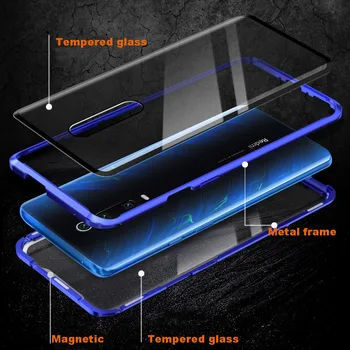 Magnetice de adsorbție Caz de Metal Pentru redmi k20 pro Nota 7 Fata Spate Tempered Glass Corp Plin Capac Pentru xiaomi Mi 9 SE CC9 6X A2