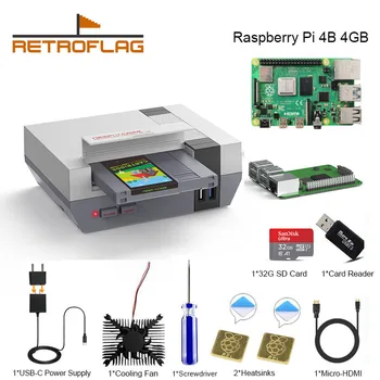 RETROFLAG NESPi 4 CAZ Raspberry Pi 4 Caz cu SSD CAZ, Ventilator de Răcire, HDMI Adaptor & Radiatoare pentru Raspberry Pi 4 Model B