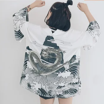 Bella Filosofie Japonia stil vintage Stil Harajuku Bluza Valuri și Vânt Dragon Tricouri Japoneză batwing maneca kimono