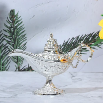 Vintage Retro Gol Afară De Basm Aladdin Lampa Magic Oală De Ceai Genie Lamp Jucărie Pentru Decorarea Acasă Ornamente Cadou