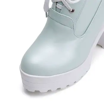 MORAZORA 2020 vânzare fierbinte glezna cizme pentru femei rotund toe toamna iarna cizme dantela-up pantofi platforma femeie tocuri înalte de moda papuceii