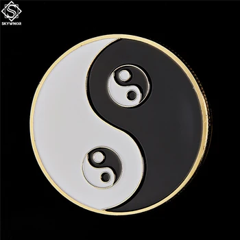 5PCS Poker Card Guard Chinez Tai Chi Alb Negru Taoism Semn Vechi de Opt Diagrame de Monede de Metal Decor Acasă