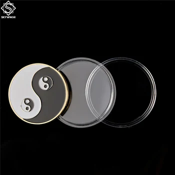 5PCS Poker Card Guard Chinez Tai Chi Alb Negru Taoism Semn Vechi de Opt Diagrame de Monede de Metal Decor Acasă