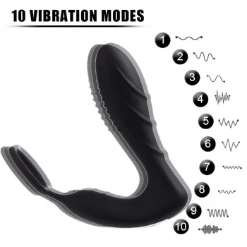 Telecomanda Wireless Butt Plug Cu Inel De Silicon Sex Masculin, Prostata Pentru Masaj Anal Vibrator Cu 10 Viteze Jucarii Sexuale Pentru Barbati