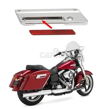 Chrome geanta Motocicleta Acoperă dispozitivul de Blocare + ROSU Reflectoare se Potriveste Pentru Harley Touring Greu Saci