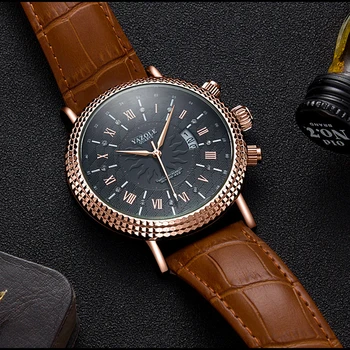 Yazole Mens Ceasuri de Top de Brand de Lux Vene Dial Piele Impermeabil Cuarț Ceas Afaceri Prezent ceas de bărbaților 2019 erkek kol saati