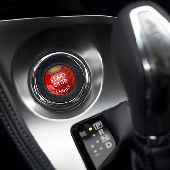 Luciu Roșu Real Fibra de Carbon cu Telecomanda Pornire/Oprire a Motorului Apasă Butonul Start de Acoperire Compatibil pentru Nissan și Infiniti