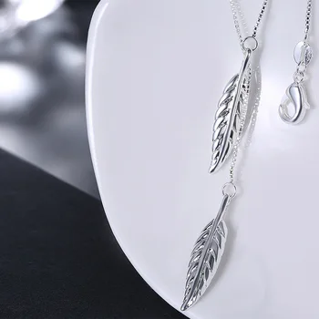 Brand Designer De Epocă Dublu Frunze Pandantiv Coliere Collier Argint 925 Lant Femei Colier Elegant