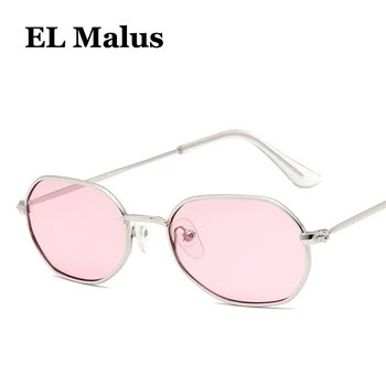 [EL Malus]Subțiri Mici Pătrate Ramă de ochelari de Soare Femei Barbati Red Tan Obiectiv Nuanțe Metalice Sexy si Damele de Ochelari de Soare de Designer de Brand Oculos