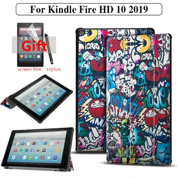 Tableta Caz pentru Kindle Foc HD 10 2019, Coperta din Piele pentru Kindle de Foc HD10 a 9-a Generație Funda Capa