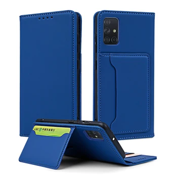 Galaxy A51 A71 Magsafe Caz pentru Funda Samsung Galaxy A51 A71 A11 A21 A31 A41 M11 Caz de Lux Subțire de Piele Wallet Flip Cover Bărbați