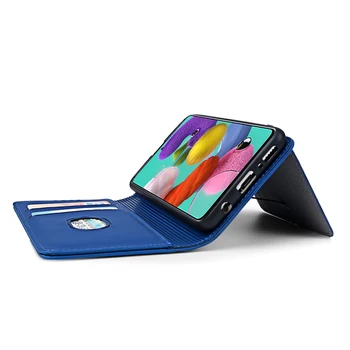 Galaxy A51 A71 Magsafe Caz pentru Funda Samsung Galaxy A51 A71 A11 A21 A31 A41 M11 Caz de Lux Subțire de Piele Wallet Flip Cover Bărbați