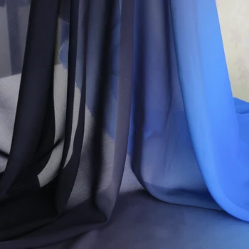100d gradient rochie de pânză albastru regal negru ombre material șifon