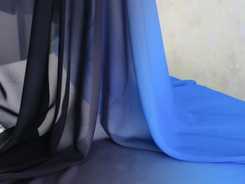 100d gradient rochie de pânză albastru regal negru ombre material șifon
