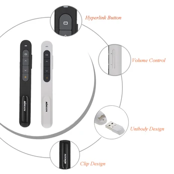 KKmoon 2.4 GHz Wireless Mouse-ul de Aer Soareci PowerPoint de la Distanță Controler Flip Pen Indicatorul Portabile PPT Prezentator pixuri de Control al Volumului