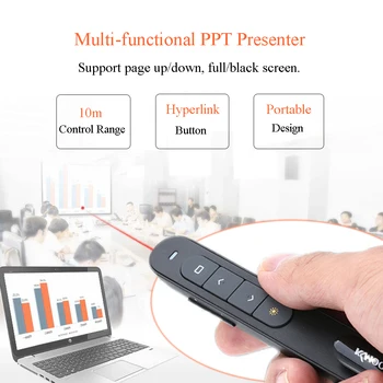 KKmoon 2.4 GHz Wireless Mouse-ul de Aer Soareci PowerPoint de la Distanță Controler Flip Pen Indicatorul Portabile PPT Prezentator pixuri de Control al Volumului