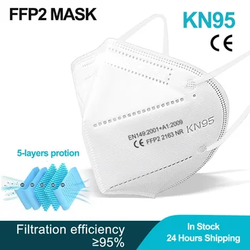 50/100buc Masca Kn95 Refolosibile Bumbac Siguranță Praf de Protecție FFP2Mask 5 Strat Adult Protecția Sănătății Gura Măști În stoc