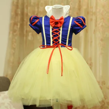 Printesa Alba ca Zapada Dress up Costume pentru Fete Copii Puff Maneca Costume cu Mantie Lungă Copil de Partid Ziua de nastere Rochia