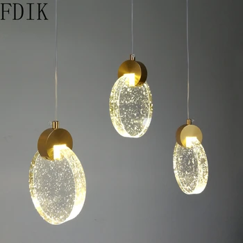 Modern Pandantiv Rotund Lumina de Cristal Hanglamp pentru Dormitor, sufragerie, Restaurant Interior, Decor Acasă Corpuri de Iluminat cu Led-uri Lampă de Aur