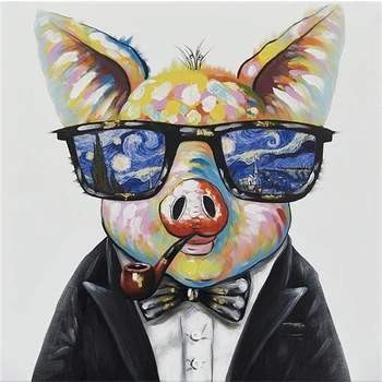 Acuarelă De Porc Animale Panza Pictura, Caligrafie Printuri Living Decor De Perete De Arta Pictura Acasă Decorare Imagine
