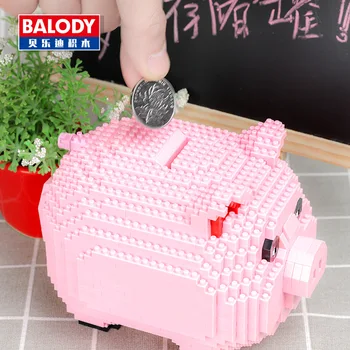 Balody 16117 Roz pusculita Porc Cutie de Bani Model 3D 1030pcs DIY Mini Diamond Blocuri Caramizi de constructie de Jucarie pentru Copii fără Cutie
