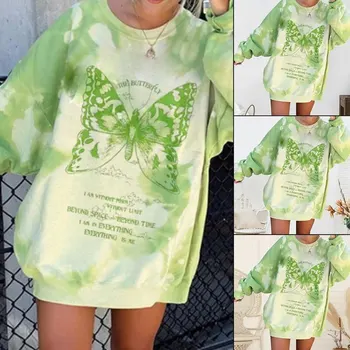 2020 Moda Femei Tie Dye Jachete O Gatului Maneca Lunga Fluture Dulce Print Pulovere Jachete Femei Hoodies Topuri 2XL