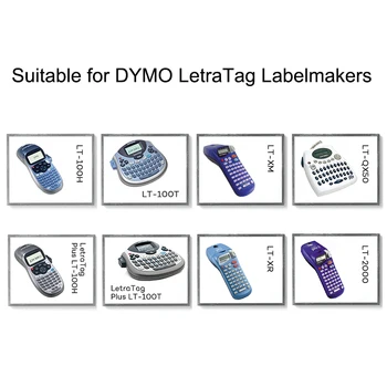 4 Pack 12mm caseta letratag compatibil dymo label printer 91202 91203 91204 91205 dymo letratag LT-100H label maker mașină