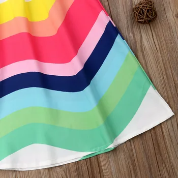 2019 Copii Baby Girl Rainbow Dress fără Mâneci Curea de Fete Printesa Boho Sundress Vară Haine 1-6Y