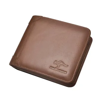KANGAROO KINGDOM brand de moda din piele pentru bărbați portofele scurt design masculin buzunar carte de IDENTITATE, titularul pungă