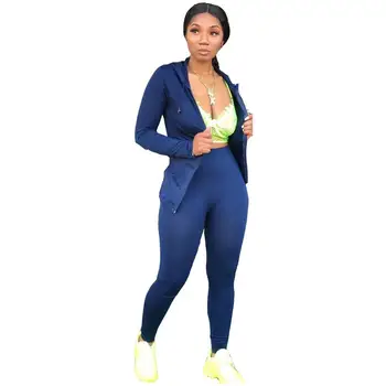 Echoine Toamna Maneca Lunga, Hanorace Trening 2 Piese Set Sportwear Jogging Femme Bluza Set de Potrivire cu Fermoar Haină și Pantaloni