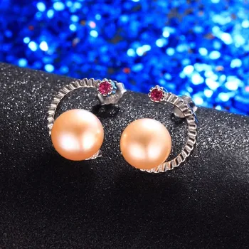 Dainashi recomanda unic argint 925 apă dulce perla cercei stud cu rubin bijuterii fine pentru birou femei