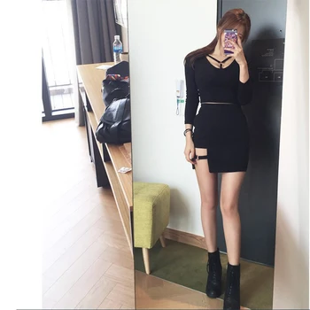 Stil Coreean Negru Pachet Șold Saia Fuste Decalaj Neregulate Tiv Creion Micro Fusta Mini De Vară De Moda Saia Talie Mare Faldas Mujer