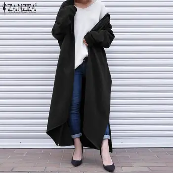 Elegant Neregulate Hoodies Femei cu Glugă Straturi ZANZEA 2021 Lungi Casual Tricouri Femei cu Fermoar Lung Outwears Topuri Supradimensionate