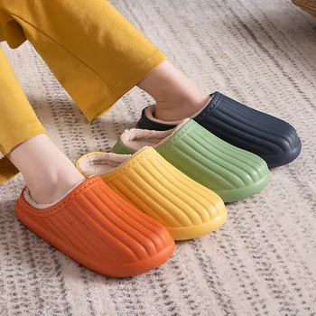 Femei de Iarnă cu Blană Papuci de Casă 2020 EVA de Pluș Cald Papuci de casă Stil Japonez Blană Interioară Etaj Pantofi Pentru Femei Barbati Copii Pantofi