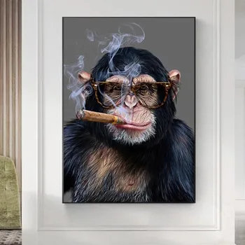 Rezumat Fumatul Maimuțe și Gorile Panza Pictura Postere si Printuri de Artă de Stradă Animale Arta de Perete Imaginile pentru Camera de zi