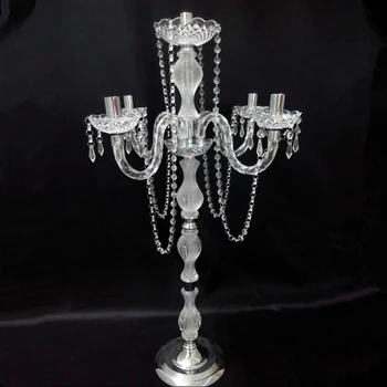 90 cm Înălțime Acril 5-brațele de Metal Candelabre Cu Pandantive de Cristal de Nunta Suport de Lumanare Central de Partid Decor