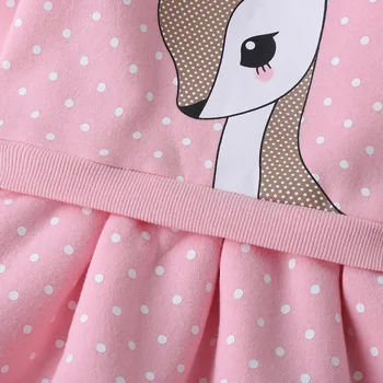 Primăvara Nou Sosit Fete Rochie cu Maneca Lunga de culoare Roz Desene animate Cerb Fete Costume Copii Fata Rochie de Printesa pentru Copii Rochii Pentru 1-6y Fete