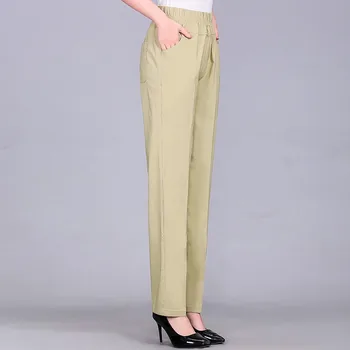 Pantaloni pentru femei Primavara-Vara Stretch Talie Pantaloni de Bumbac de Mijloc Și Vechi Doamna de Mari Dimensiuni Solid Casual Pantaloni Plus Dimensiune 5XL W1841