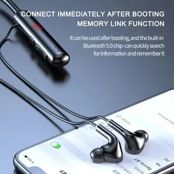LED Bluetooth Căști fără Fir Agățat de Gât Cască Stereo Cu Microfon Impermeabil Sport Căști setul cu Cască Suport TF Card Magnet