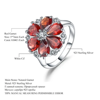 GEM de BALET 5.05 Ct Naturale de Granat Roșu Inel Argint 925 pietre semipretioase Vintage Inele de Flori Pentru Femei Bijuterii Fine