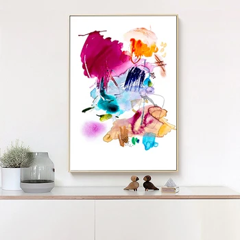 Neînrămate Moderne Abstracte colorate de culoare de apă de imprimare panza pictura poster de arta de perete pentru living home decor pictura pe perete
